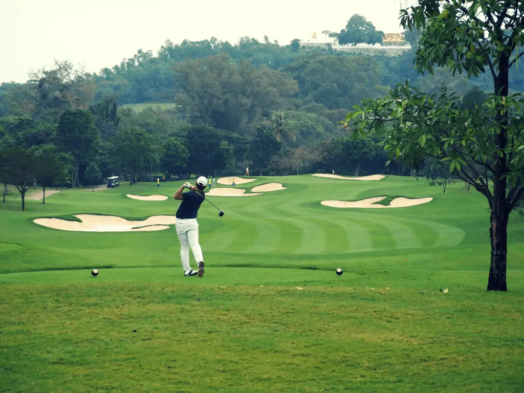 Golfer hitting driver