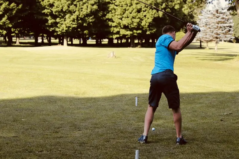 Golfer in his backswing