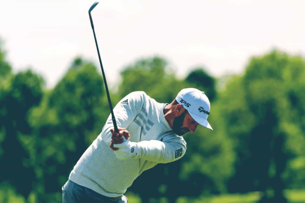 Dustin Johnson Swinging TaylorMade Iron