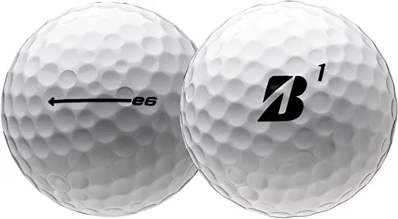 Bridgestone e6 golf ball view front and back 