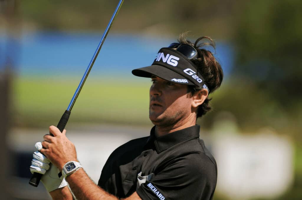 Bubba Watson Holding Ping Irons